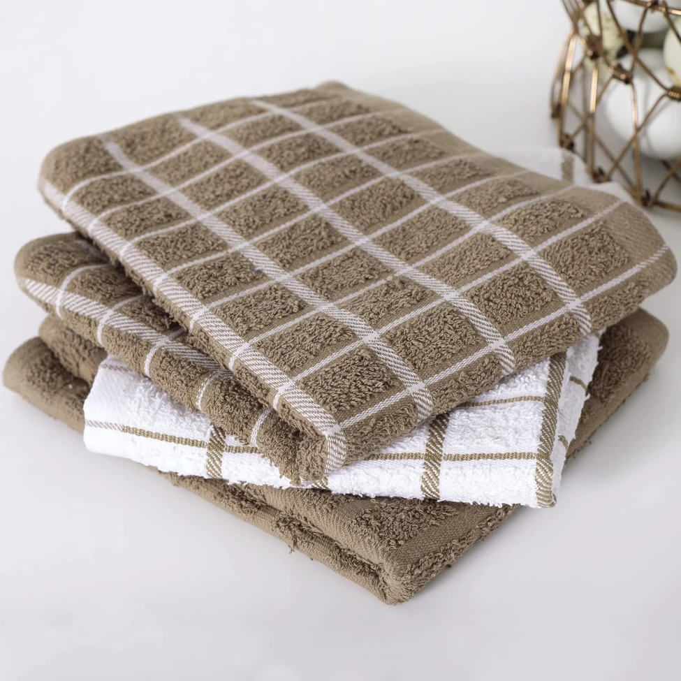 Ritz 3-pk Terry Kitchen Towels - Mocha Brown
