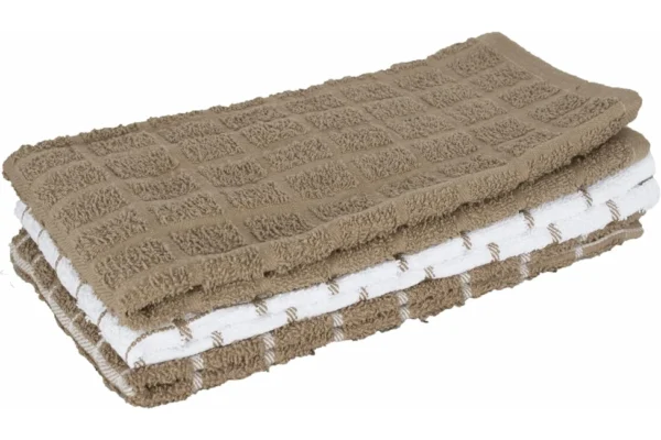 Ritz 3-pk Terry Kitchen Towels - Mocha Brown