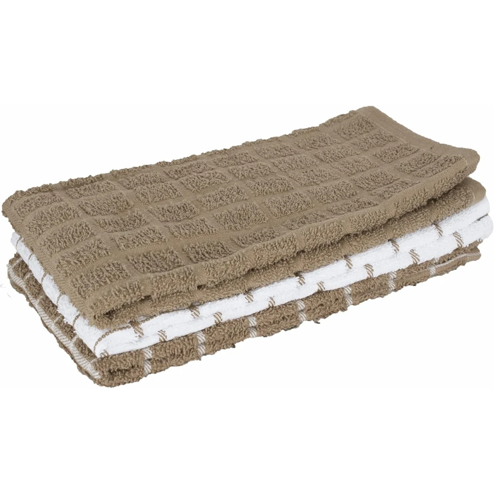 Ritz 3-pk Terry Kitchen Towels - Mocha Brown