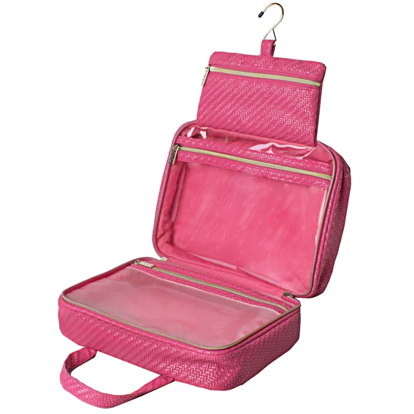 Tonic Hanging Cosmetic Bag - Herringbone Raspberry