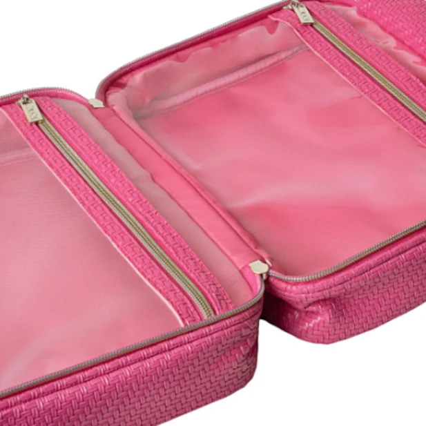 Tonic Hanging Cosmetic Bag - Herringbone Raspberry