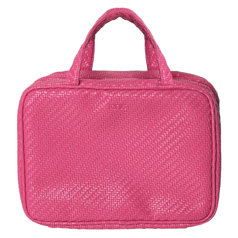 Tonic Hanging Cosmetic Bag - Herringbone Raspberry Tonic Hanging Cosmetic Bag - Herringbone Raspberry