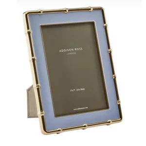 Addison Ross Pale Denim & Gold Bamboo Enamel Photo Frame, 5" x 7"