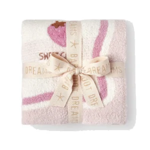 Barefoot Dreams CozyChic Strawberry Stroller Blanket - Pink Sand Multi