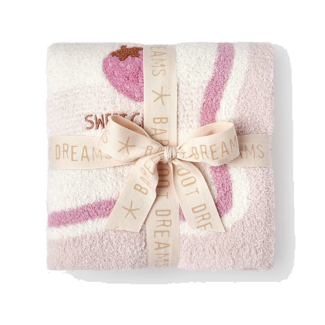 Barefoot Dreams CozyChic Strawberry Stroller Blanket - Pink Sand Multi