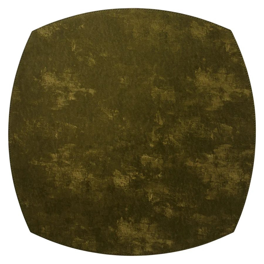 Bodrum Velvet Collection 16" Elliptical Vinyl Placemats - Moss