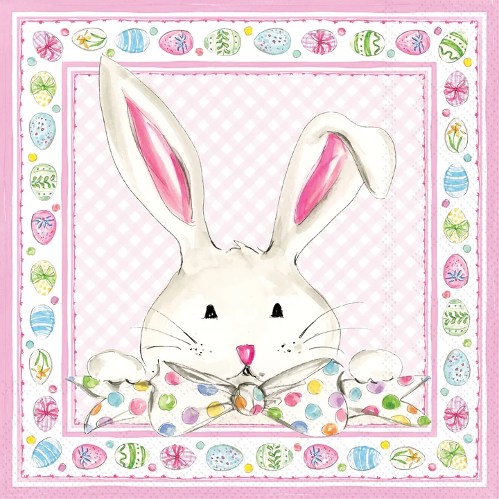 Boston International Easter Bunny Floral Cocktail Paper Napkins, Pack of 20