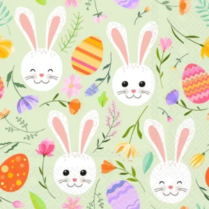 Boston International Bunny Glee Cocktail Napkins, Pack of 20