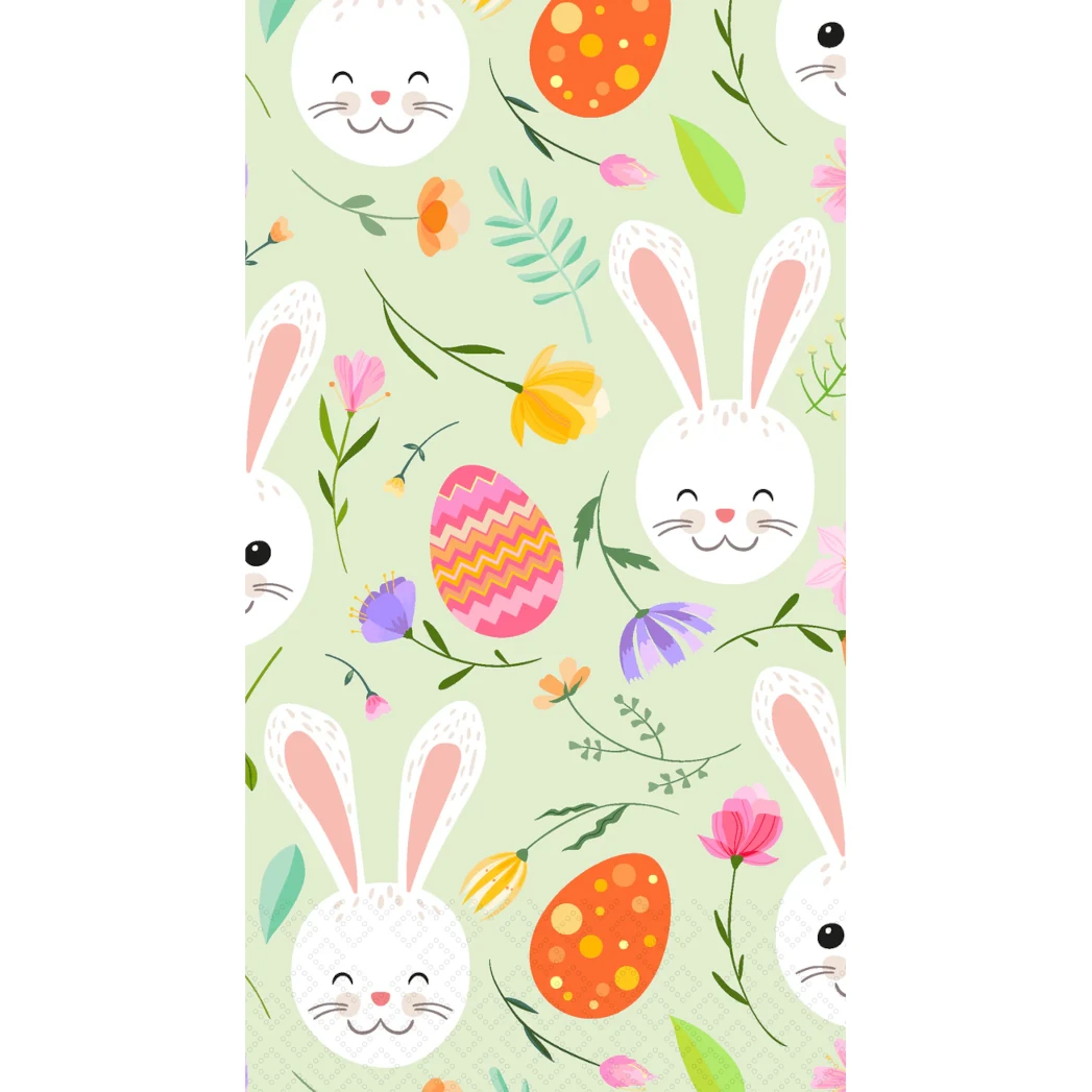 Boston International Bunny Glee Guest Paper Towel Napkins, Pack of 16