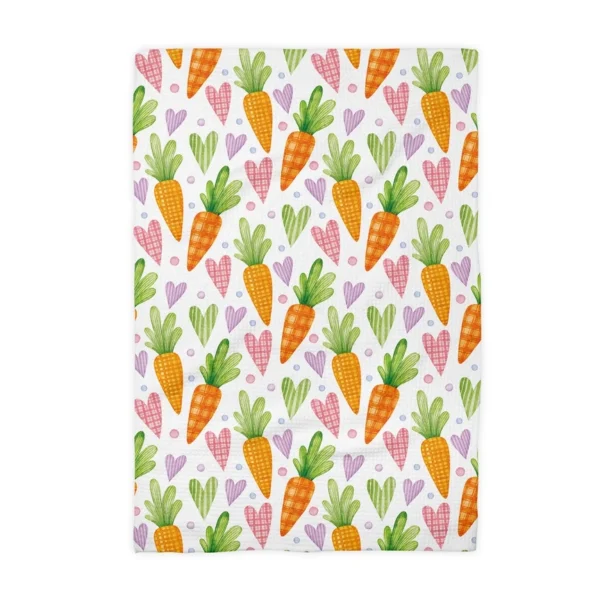 Canary Road Easter Carrots Garden Kitchen Towel Waffle Preppy