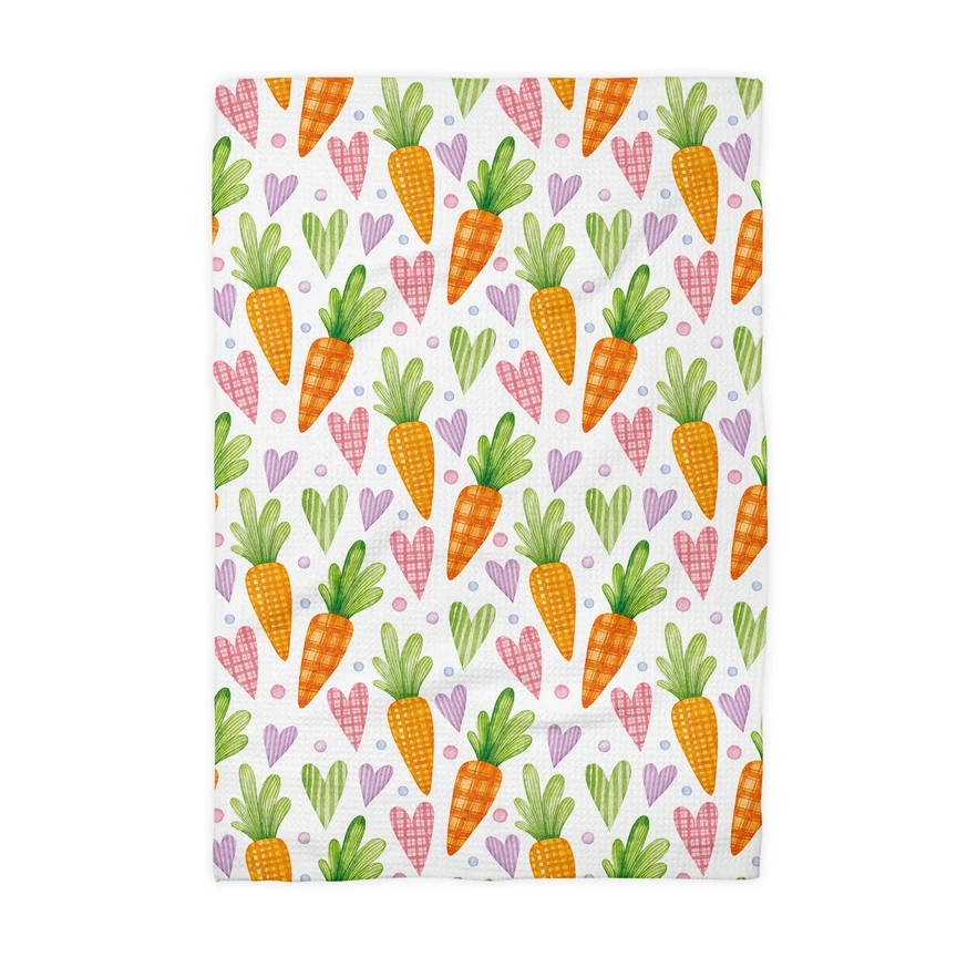 Canary Road Easter Carrots Garden Kitchen Towel Waffle Preppy
