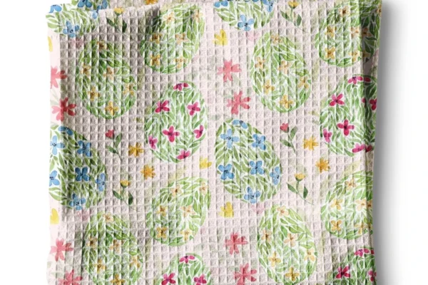 Canary Road Easter Egg Floral Kitchen Towel Waffle Preppy