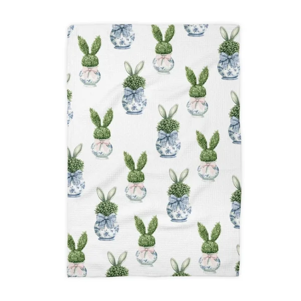 Canary Road Easter Topiary Bunny Kitchen Towel Waffle Preppy