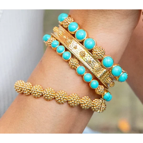 Capucine De Wulf Berry Gem Hinged Bangle - Turquoise