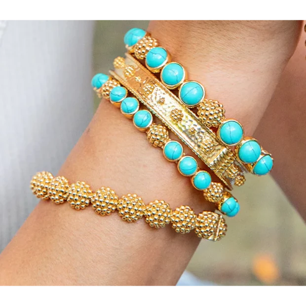 Capucine De Wulf Berry Gem Hinged Bangle - Turquoise