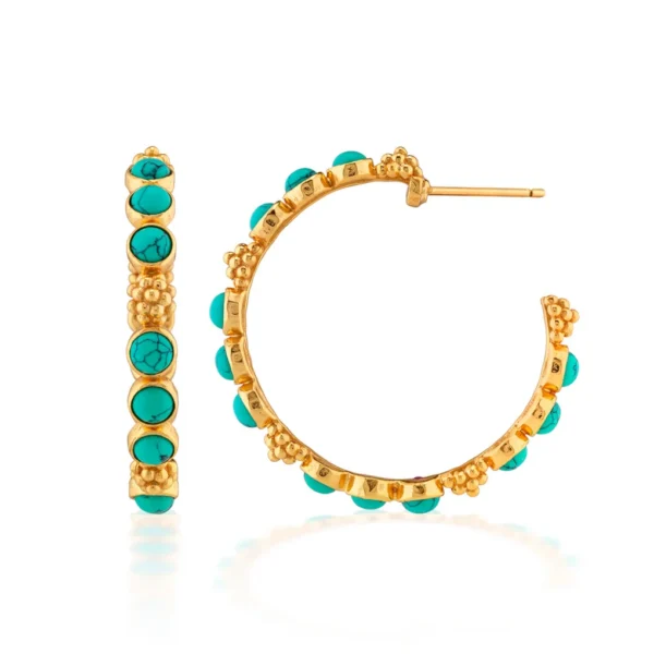 Capucine De Wulf Berry Gem Medium Hoop Earrings - Turquoise