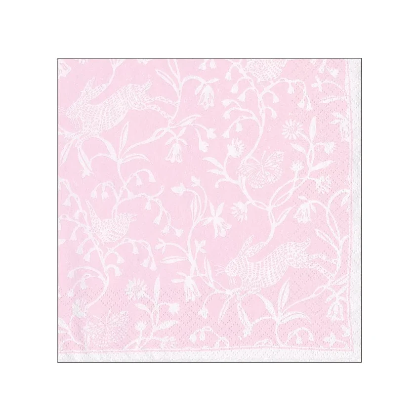 Caspari Hedgerow Petal Pink Cocktail Paper Napkins - Pack of 20