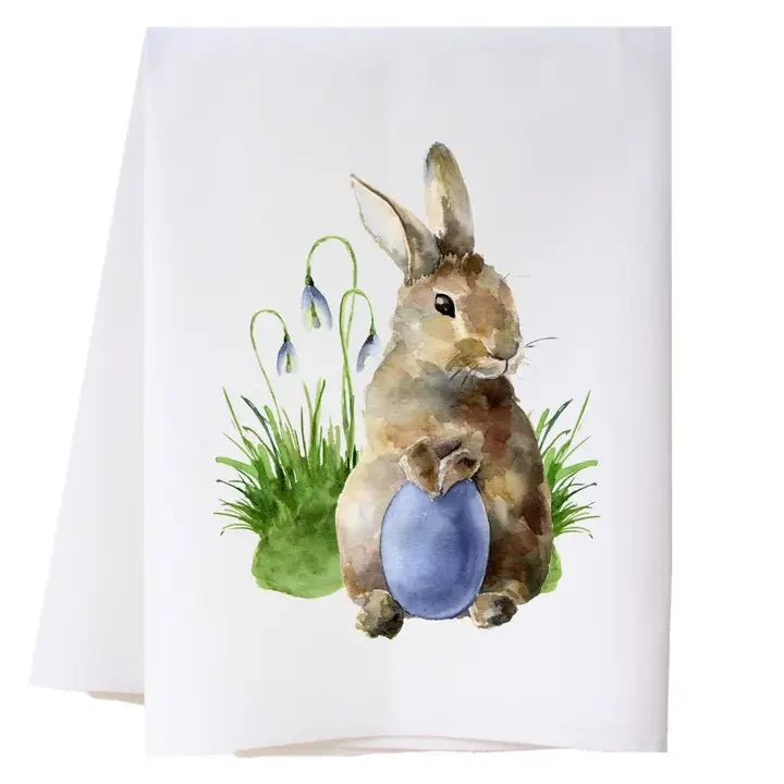 Cora & Pate Bunny with Egg Kitchen Towel