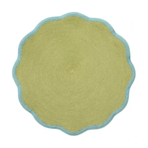 Deborah Rhodes Summer Border Scallop Placemat - Silver/Aqua