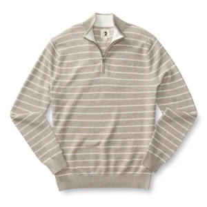 Duck Head Colton Pique 1/4 Zip Sweater - Khaki Heather