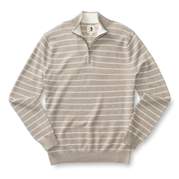 Duck Head Colton Pique 1/4 Zip Sweater - Khaki Heather