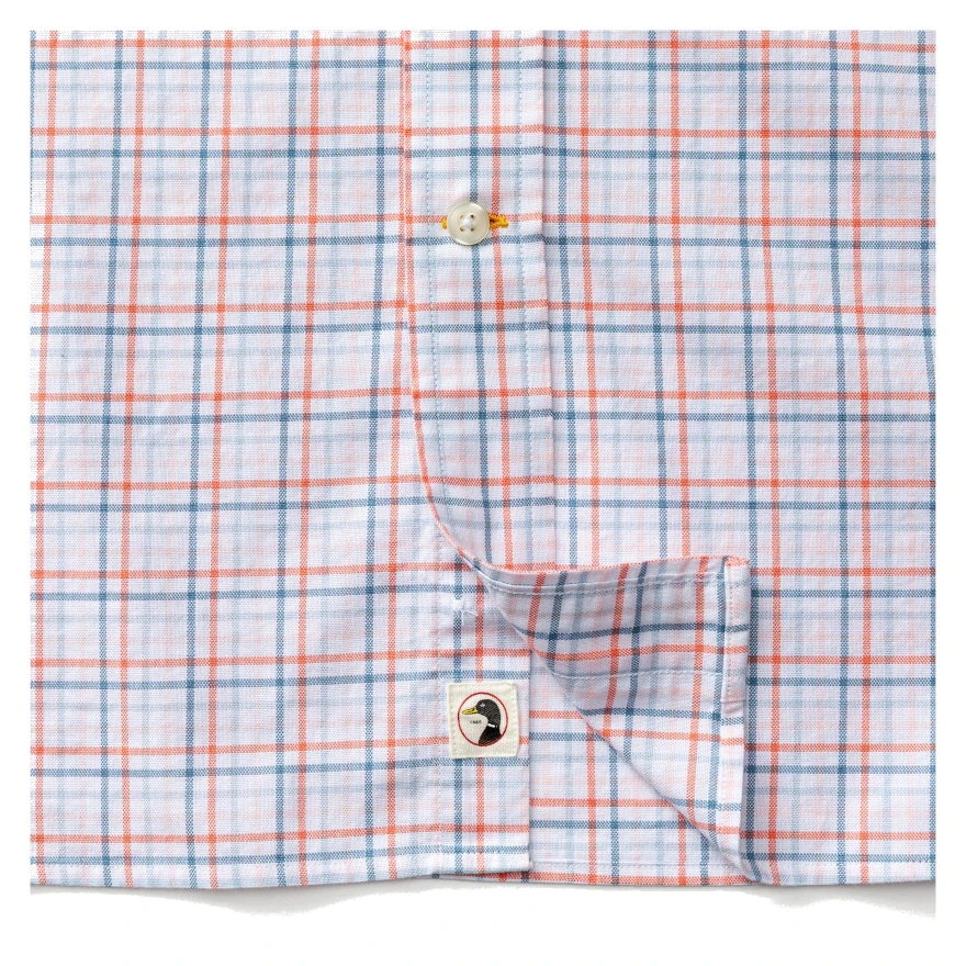 Duck Head Cotton Oxford Sport Shirt - Cooke Plaid - Coral