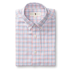 Duck Head Cotton Oxford Sport Shirt - Cooke Plaid - Coral