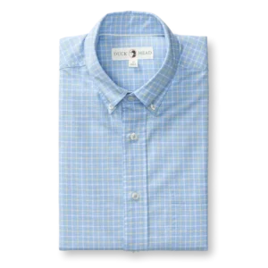 Duck Head Cotton Oxford Sport Shirt - Kline Plaid - Serenity Blue