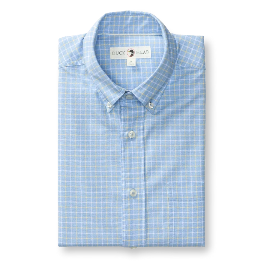 Duck Head Cotton Oxford Sport Shirt - Kline Plaid - Serenity Blue