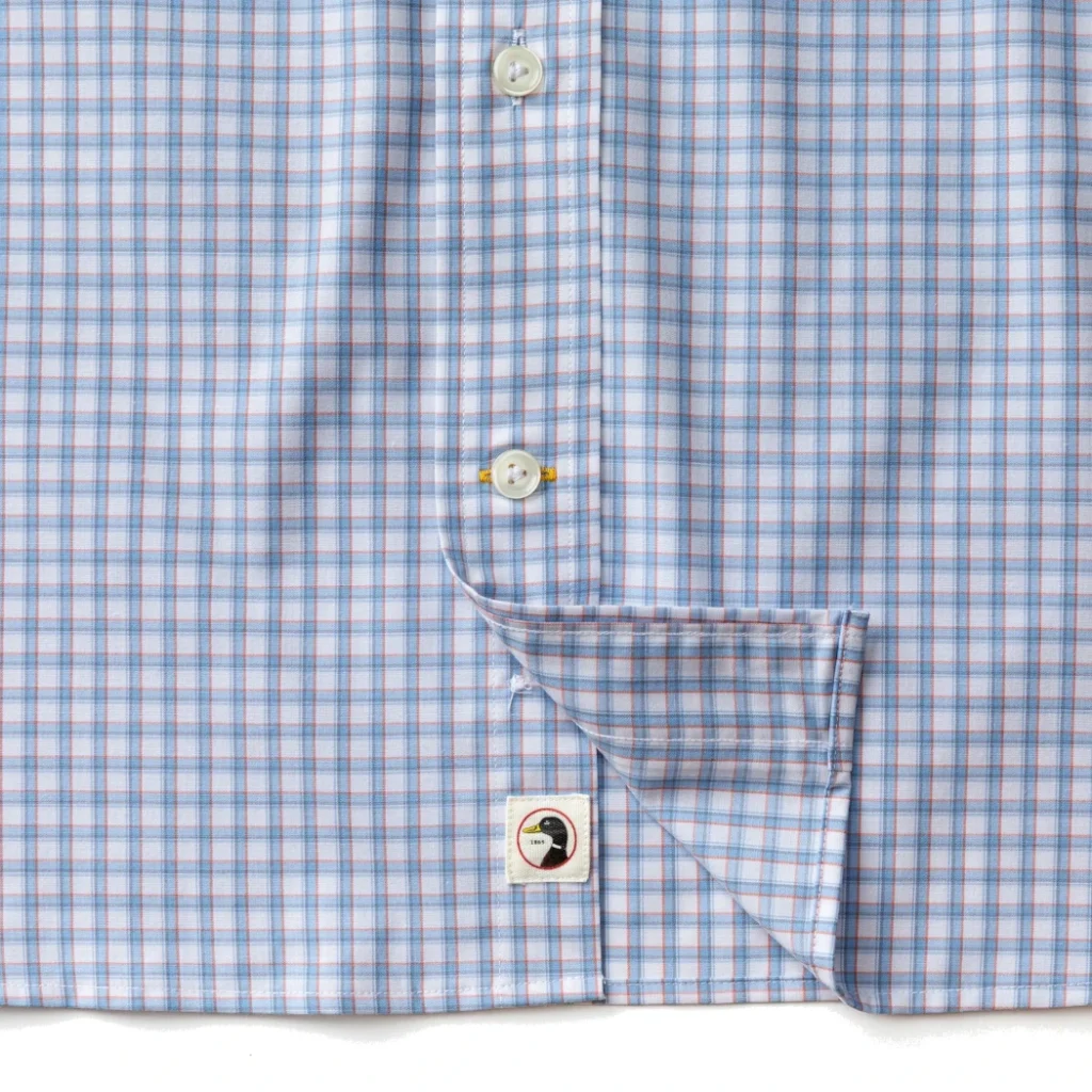 Duckhead Performance Poplin Quinn Plaid Sport Shirt - Serenity Blue