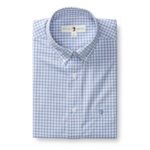 Duckhead Performance Poplin Quinn Plaid Sport Shirt - Serenity Blue