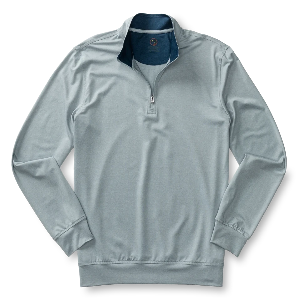 Duck Head Long Drive Performance 1/4 Zip Pullover - Quarry Grey Heather