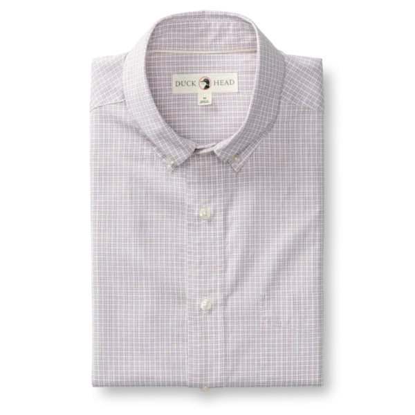 Duckhead Cotton Cashmere Poplin Sport Shirt - Brook Plaid - Pale Pink