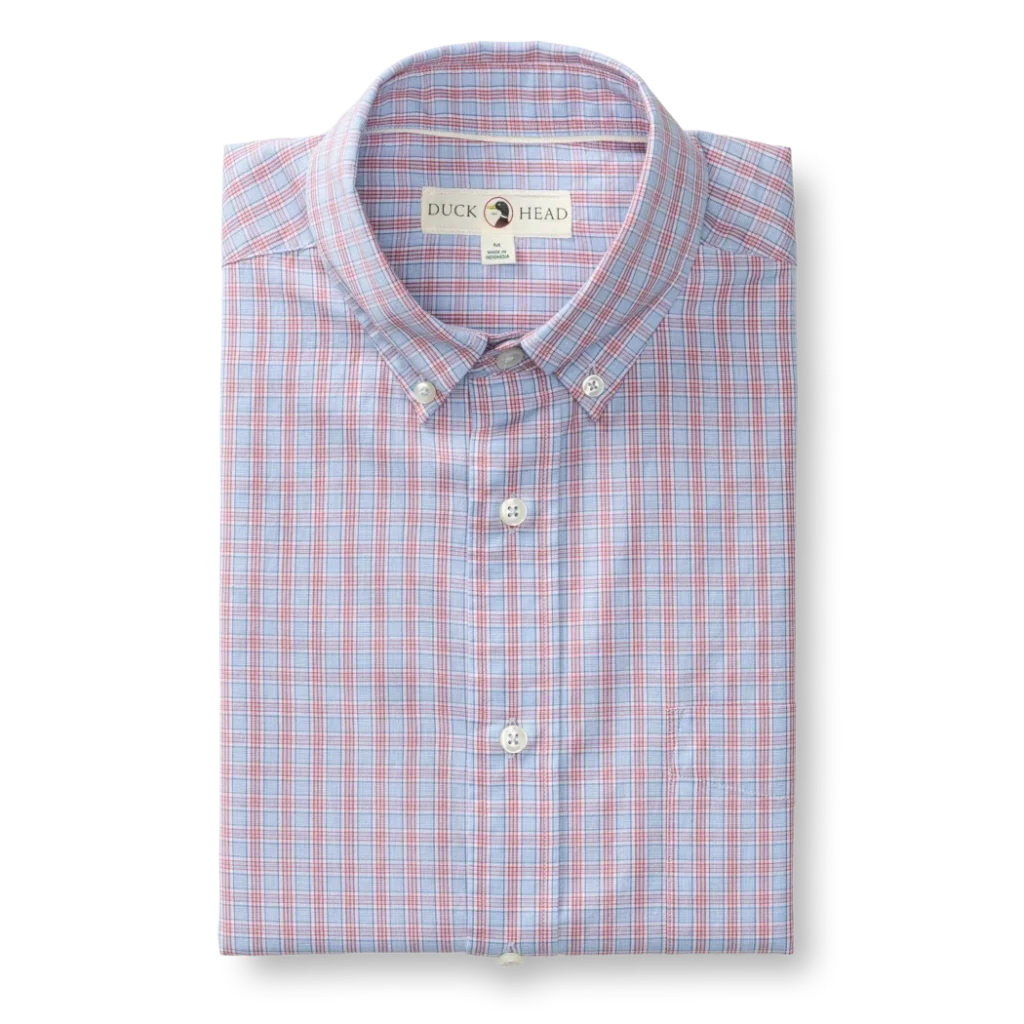Duckhead Cotton Cashmere Poplin Sport Shirt - Mattox Plaid - Serenity Blue