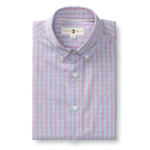 Duckhead Cotton Cashmere Poplin Sport Shirt - Mattox Plaid - Serenity Blue