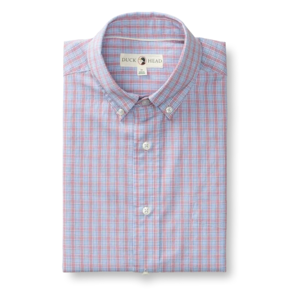 Duckhead Cotton Cashmere Poplin Sport Shirt - Mattox Plaid - Serenity Blue