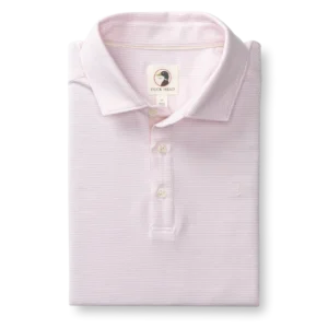 Duckhead Hanover Pima Cotton Jersey Polo - Blaine Stripe - Pale Pink