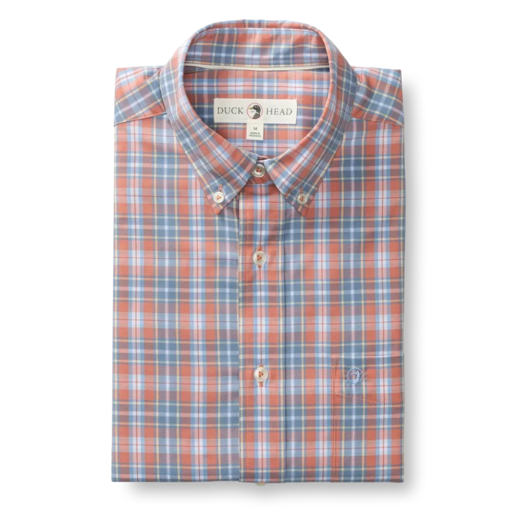 Duckhead Performance Poplin Sport Shirt - Jefferies Plaid - Rosewood