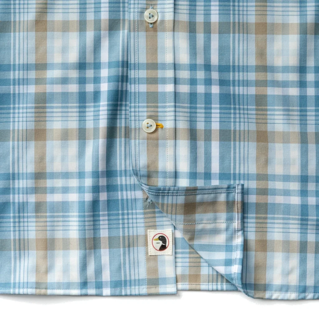 Duckhead Performance Poplin Bunkley Plaid Sport Shirt - Sky Blue