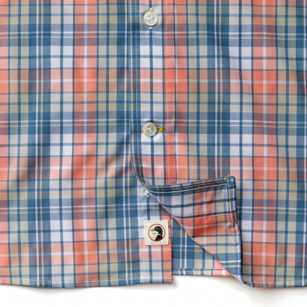 Duckhead Performance Poplin Oakville Plaid Sport Shirt - Coral