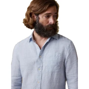 Faherty Laguna Linen Shirt - Light Blue Melange