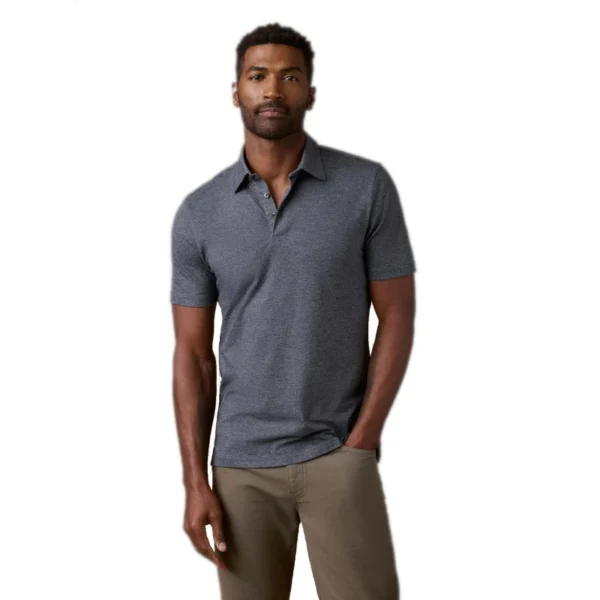 Faherty Short-Sleeve Movement Pique Polo - Dusty Iron Heather
