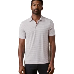 Faherty Short-Sleeve Movement Polo Shirt - Lavender Beach Stripe