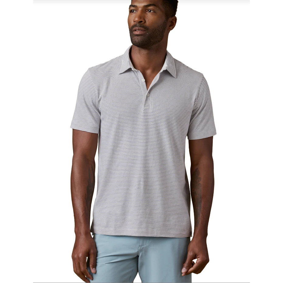 Faherty Sunwashed T-Shirt Polo - Coastal Glacier Stripe