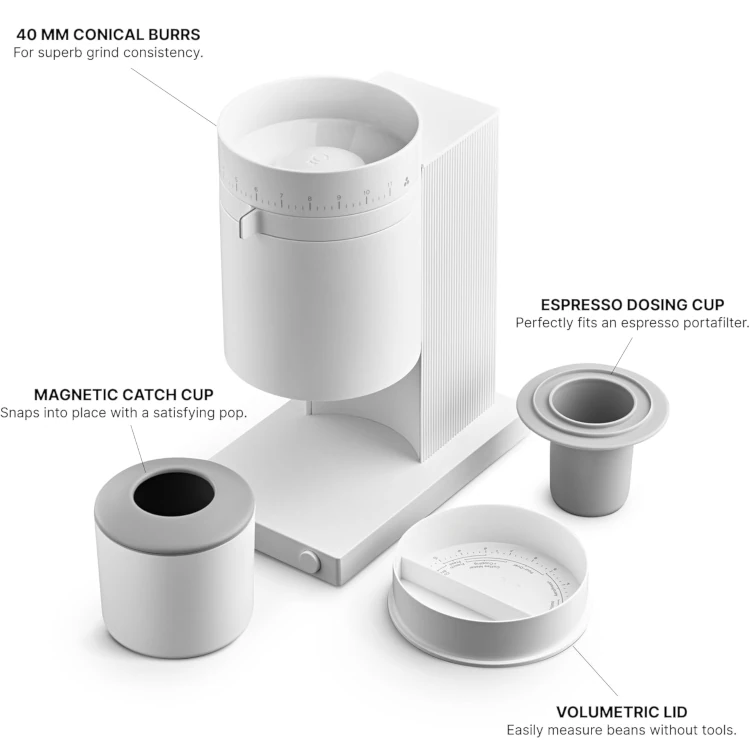 Fellow Opus Conical Burr Coffee Grinder - Matte White