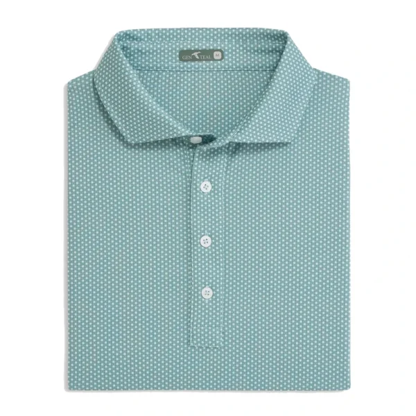 GenTeal Portview Printed Performance Polo - Sea Mist