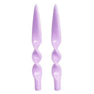 Graziani Lacquer Twisted Taper Candles - Lilac, Set of 2