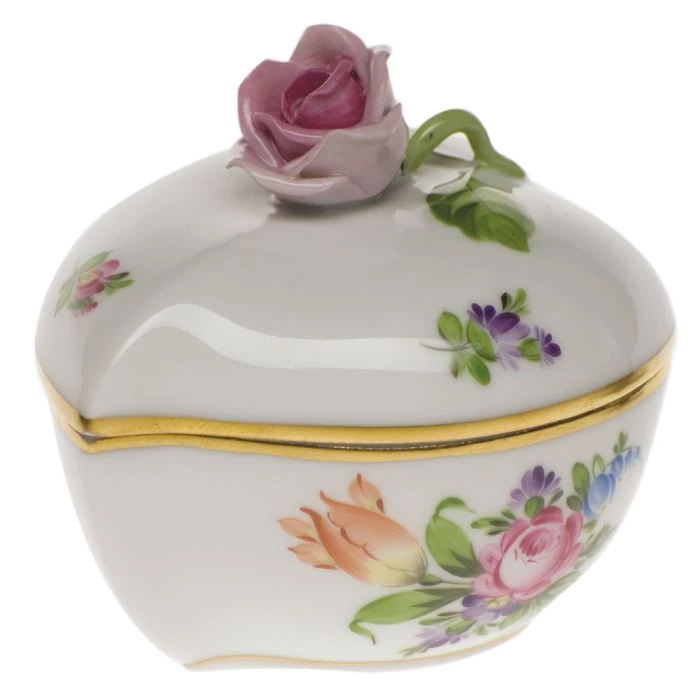 Herend Heart BonBon with Rose