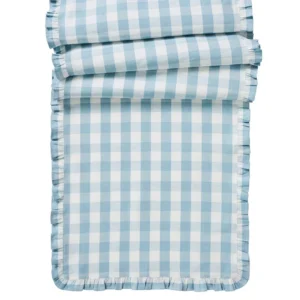 Juliska Gingham Ruffle 18" x 90" Table Runner - Ocean