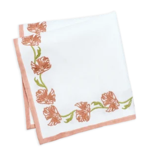 Maison Venu Blossom Embroidered Napkin - Coral